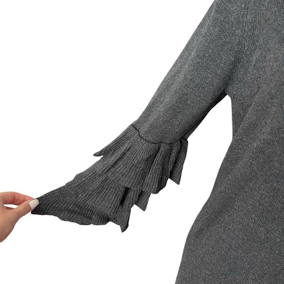 A New Day Large Sweater Dress 3/4 Tiered Sleeve Dark Gray Casual Career - Picture 5 of 7